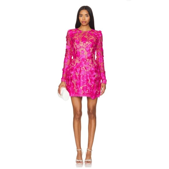 Bronx and Banco Maraya Long Sleeve Mini Dress in Fuchsia - Picture 3 of 11